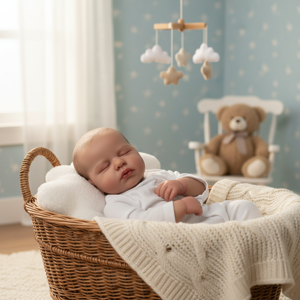 Daniel Reborn Doll in a cozy nursery setting