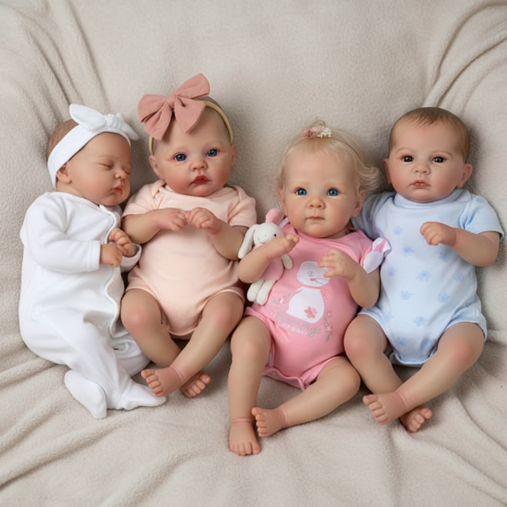 Four unique reborn dolls - Daniel, María, Ellie, and Mikel