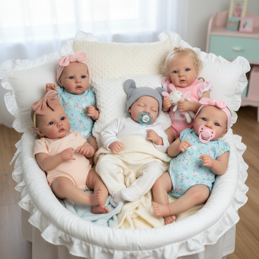Hero image featuring multiple reborn baby dolls