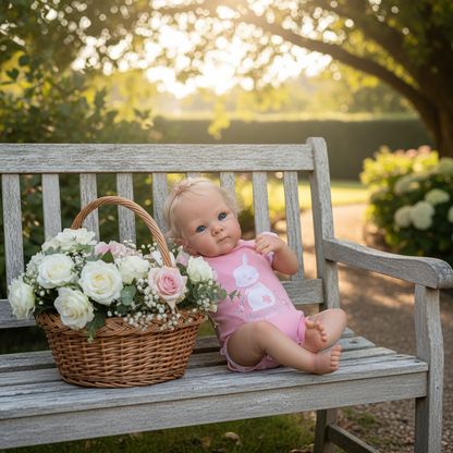 Ellie Reborn Doll in an elegant outdoor setting